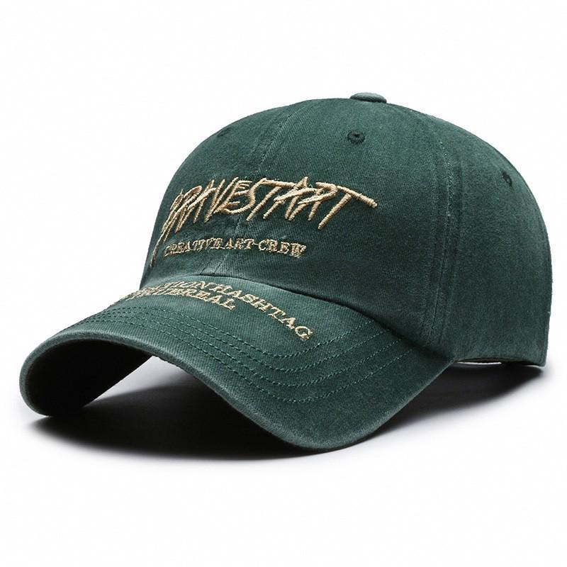 Unisex Distressed Embroidered Cotton Baseball Cap with Soft Brim for Sun Protection