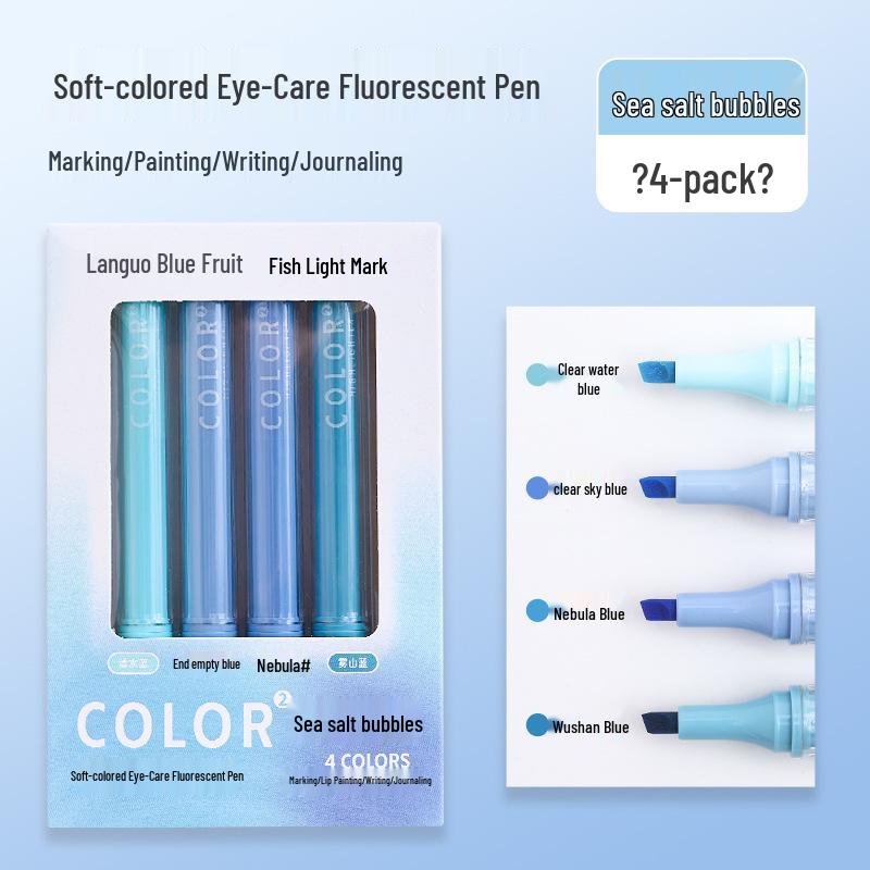

Blue Fruit Monet Impression Fluorescent Highlighter Pen - Soft Color, Eye-Friendly, Perfect for Notes Chisel Tip