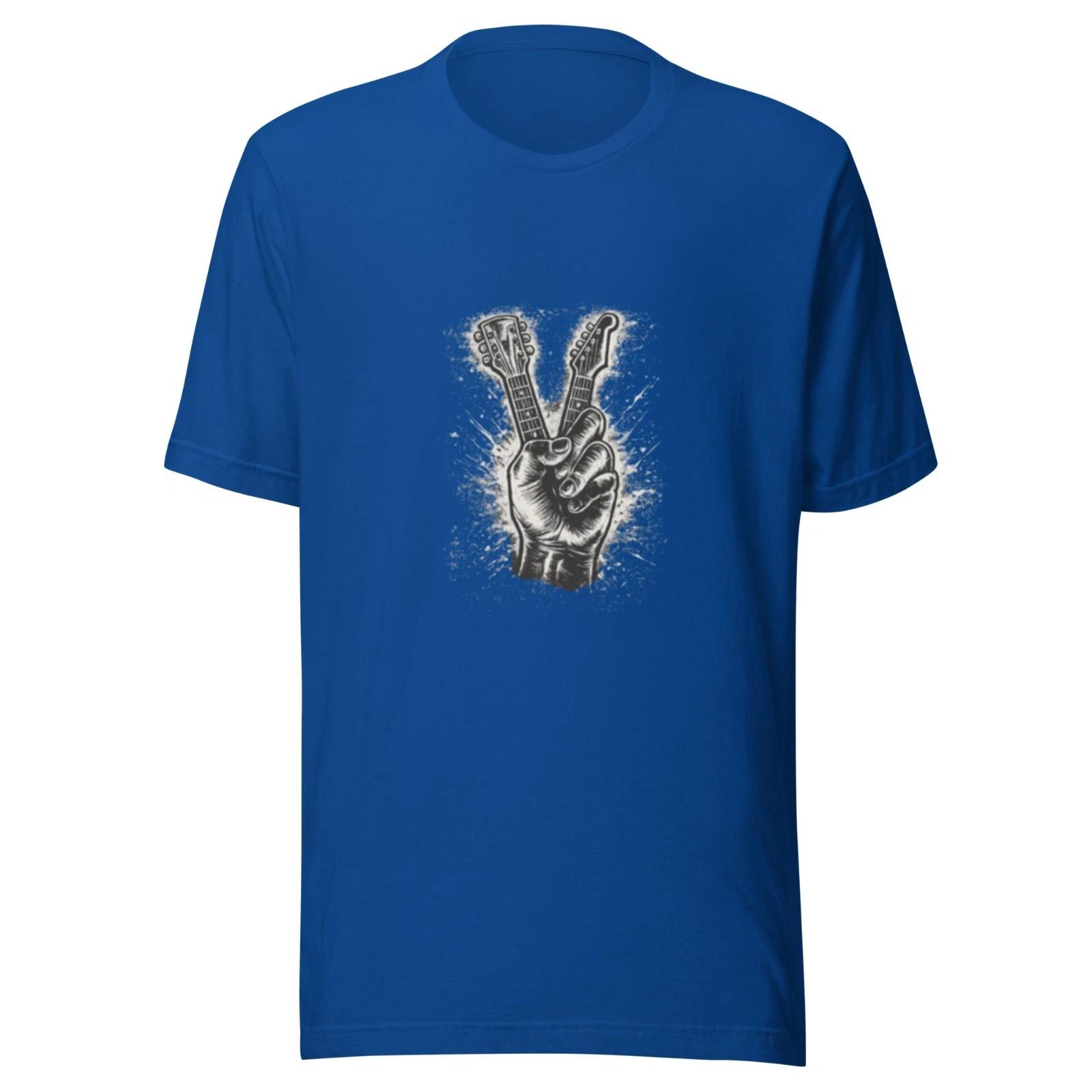 Rock Hand Peace Sign T-Shirt, Guitar Fingers Shirt, Music Lover Tee, Gift 4 S