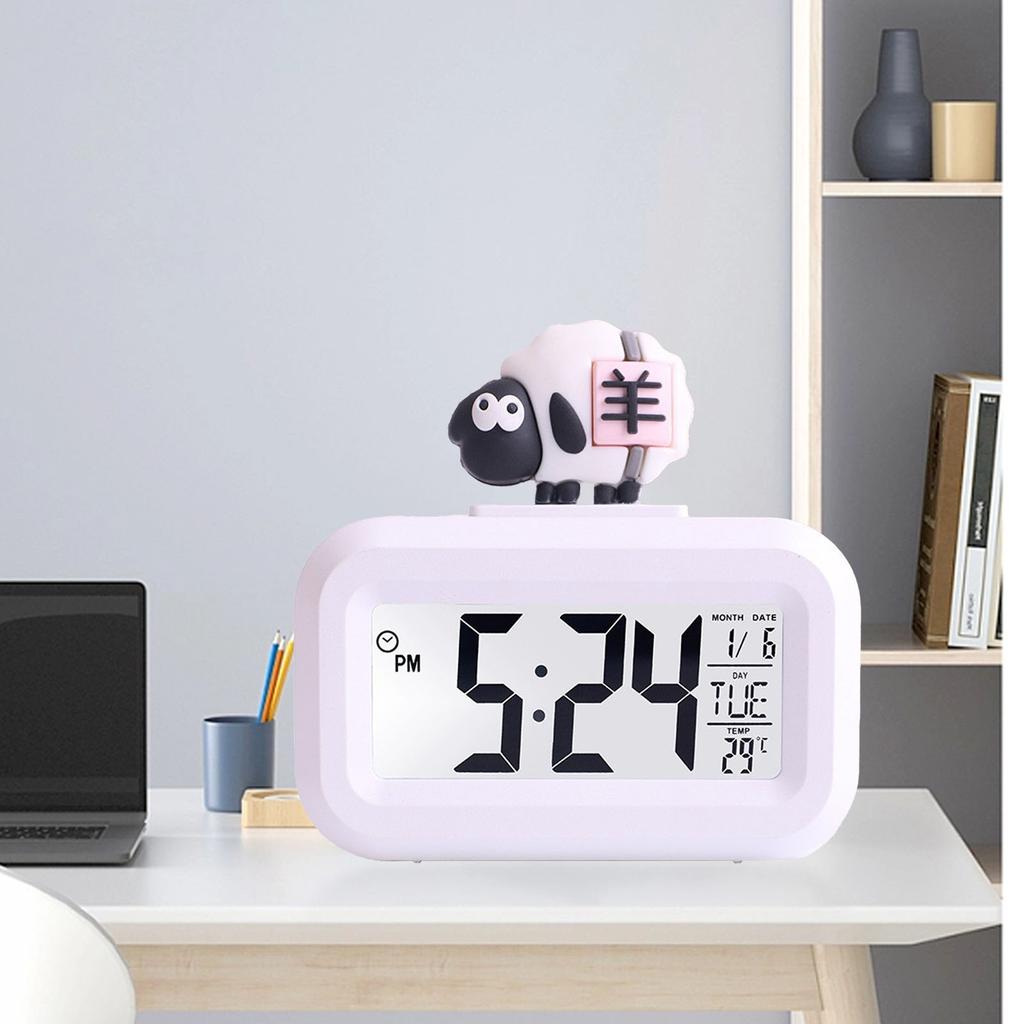 Electronic Clock Cute Cartoon LED Screen Desktop Electronic Alarm Data Time Calendar Temperature Clock