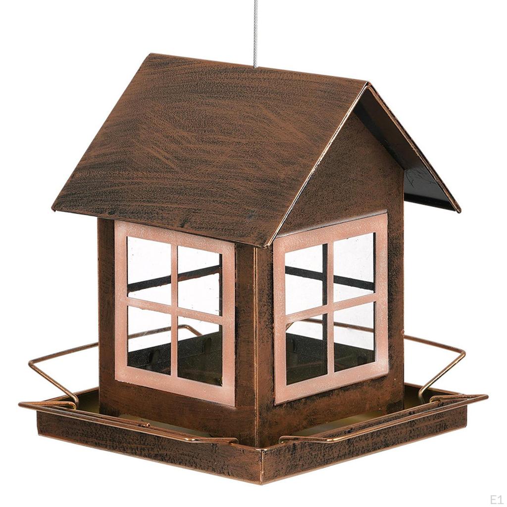 Hanging Bird Feeder Feeding Station House Shape Pet Supplies Large Capacity Food Bowl Garden