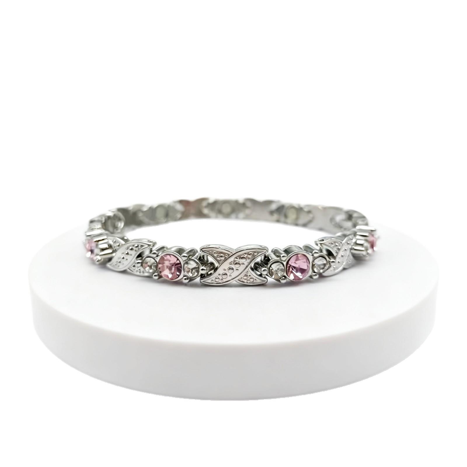 

Fashionable Detachable Cross Magnet Bracelet for Women with Diamond Studded Magnetic Attraction Silver&Pink
