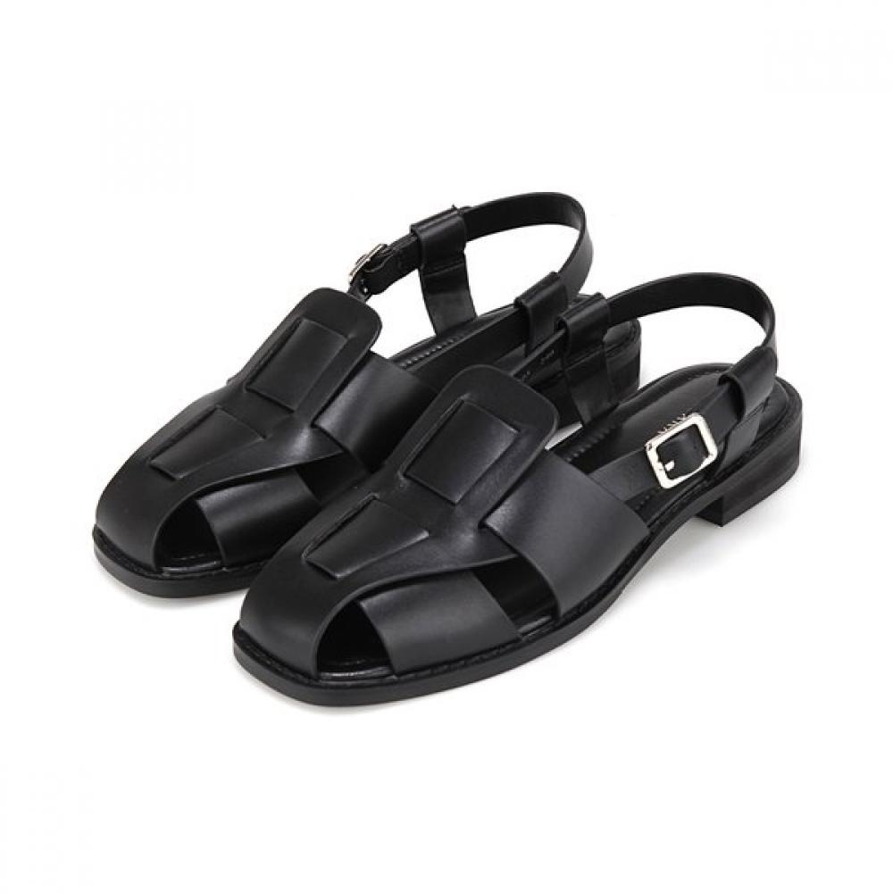 Barbara Leather Backstrap Fisherman Sandals 3cm Bbj305 225/01.black