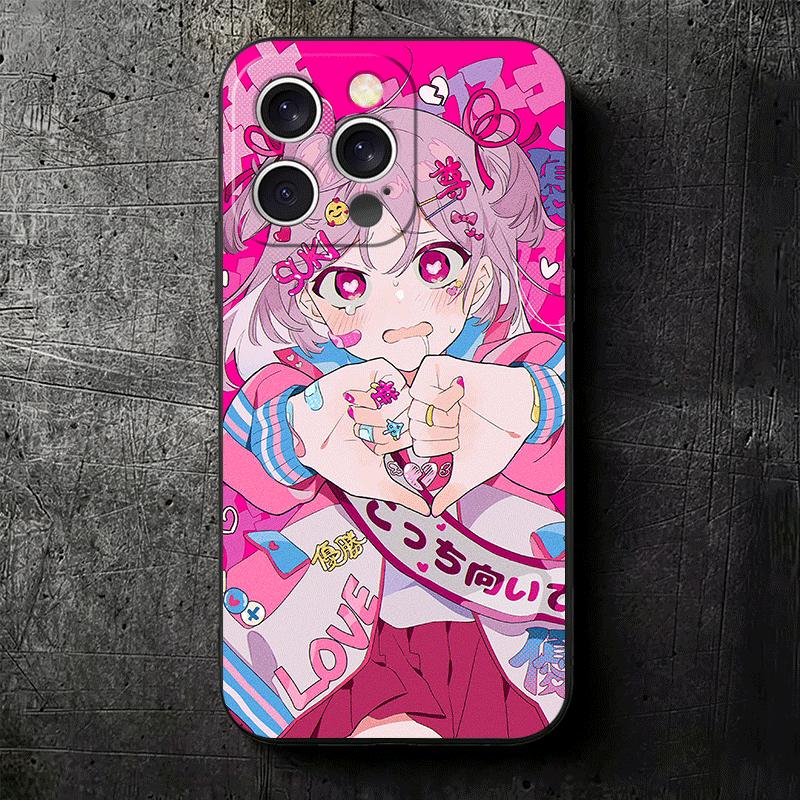 Anime Kwaii Girl Ins Style Soft Phone Case for iPhone 16 16E 17 Air 15 Pro Max 14 Plus 13 Mini 11 12 7 Black Cover Back Shell