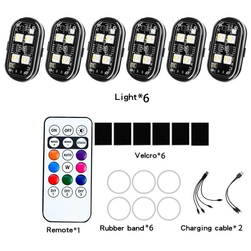 Wireless LED Strobe Lights With Remote Control 8 Colors Waterproof Anti-Collision Warning Light for Motorcycle Car Aircraft Bike