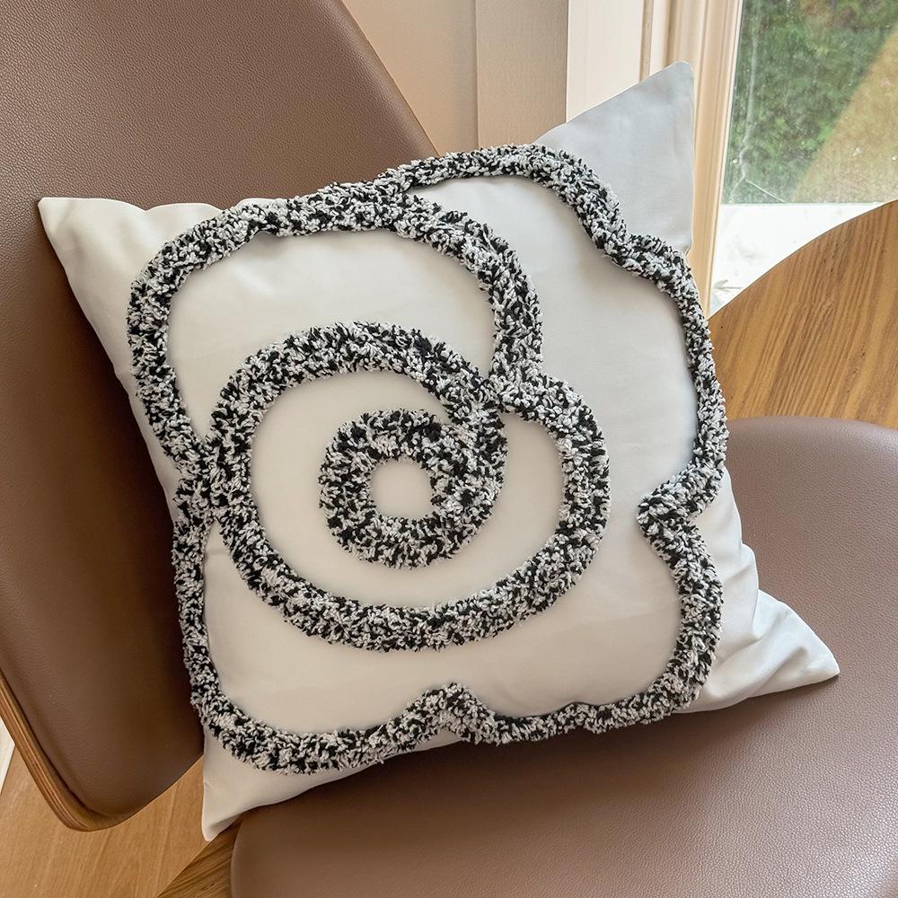 Bohemian Pillowcase Minimalist Pillow Cover Tufted Cushion Case Rose Floral Sofa Decor Ins Style Bedroom Accent Nordic Accessory