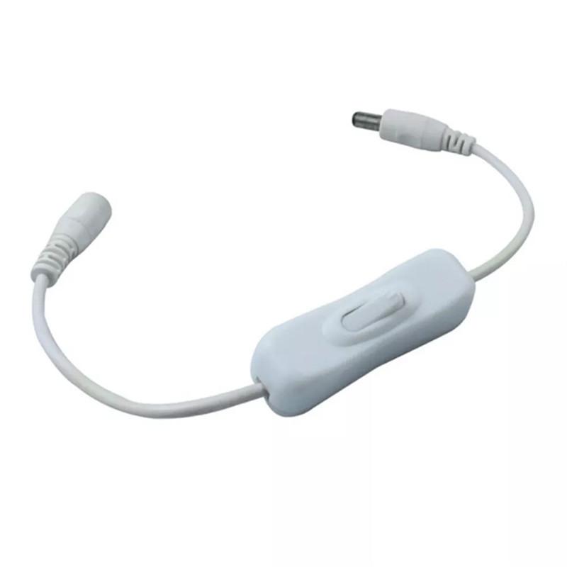 

30CM DC Transmission Cable Extended Cord 5.5*2.1mm DC with Switch Button Power Cord Charger Adapter Connector LED Lighting білий