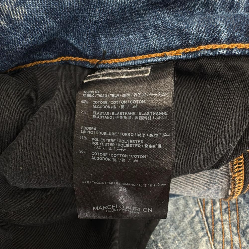 Marcelo Burlon Made In Italy Slim Denim Pants W28 Jeans Button Fly Men's Used