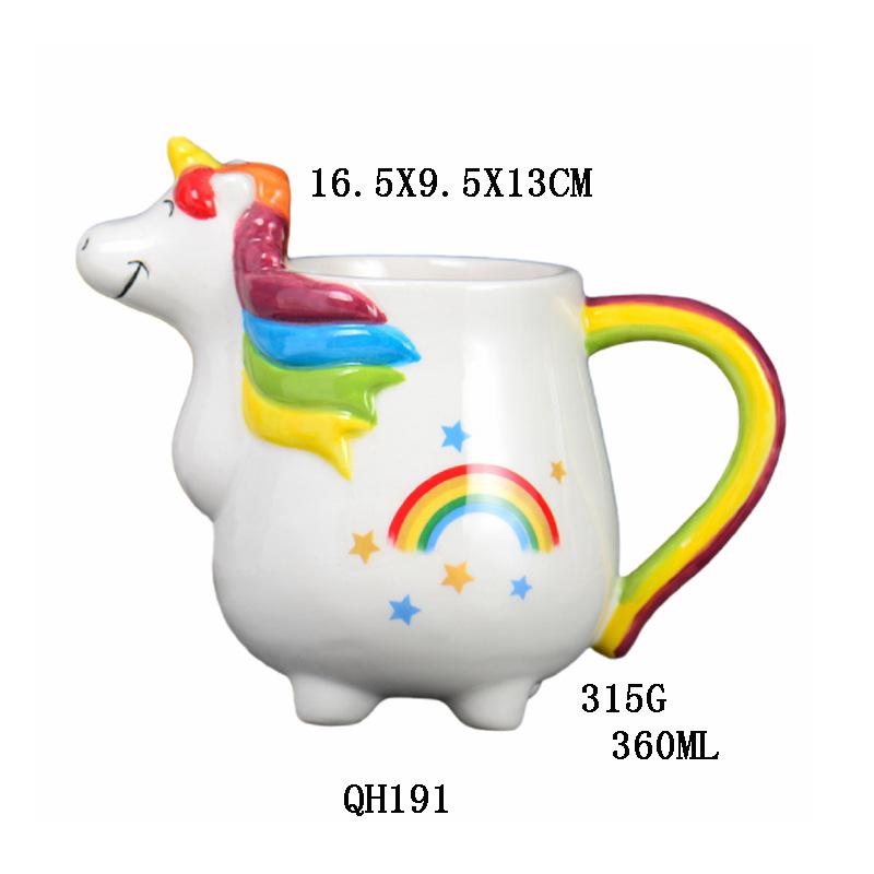 Unicorn Ceramic Cups, Milk Breakfast Cups, Rainbow Macatong Office Cups, Home Creative Mugs