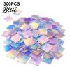 Embellishment Supplies 300/500Pcs Mini Iridescent Acrylic Squares Translucent Holographic Tiles Rainbow Mosaic Pieces Sheets for Art DIY