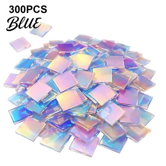 Embellishment Supplies 300/500Pcs Mini Iridescent Acrylic Squares Translucent Holographic Tiles Rainbow Mosaic Pieces Sheets for Art DIY