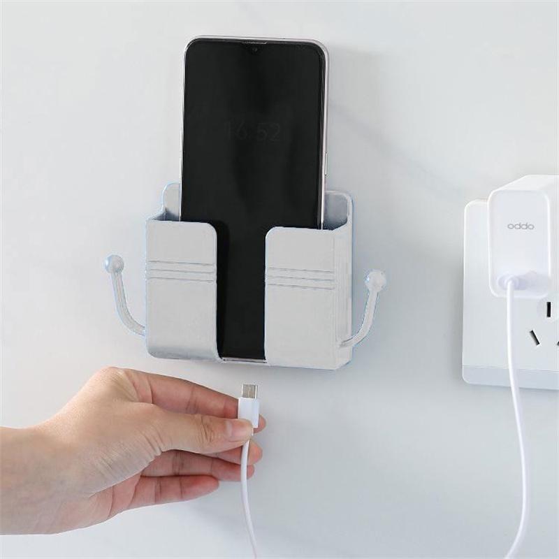 Wall Mount Phone Holder, Phone Stand For Bed, Wall Mounted Shower Phone Holder Remote Control Holder With Hooks