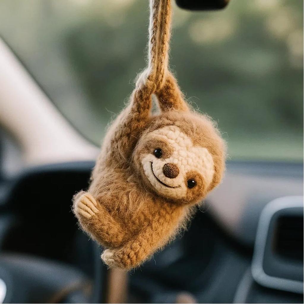 Sloth Rearview Mirror Crochet Car Ornament