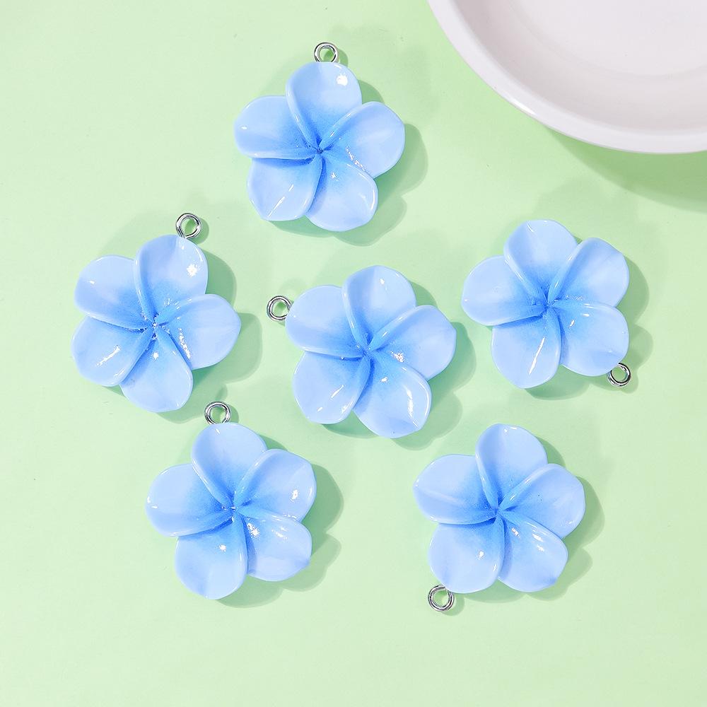 10Pcs 24mm Sweet Resin Colorful Flower  Charms Pendant Cute Petal Earring Necklace Diy Making Jewelry Accessories