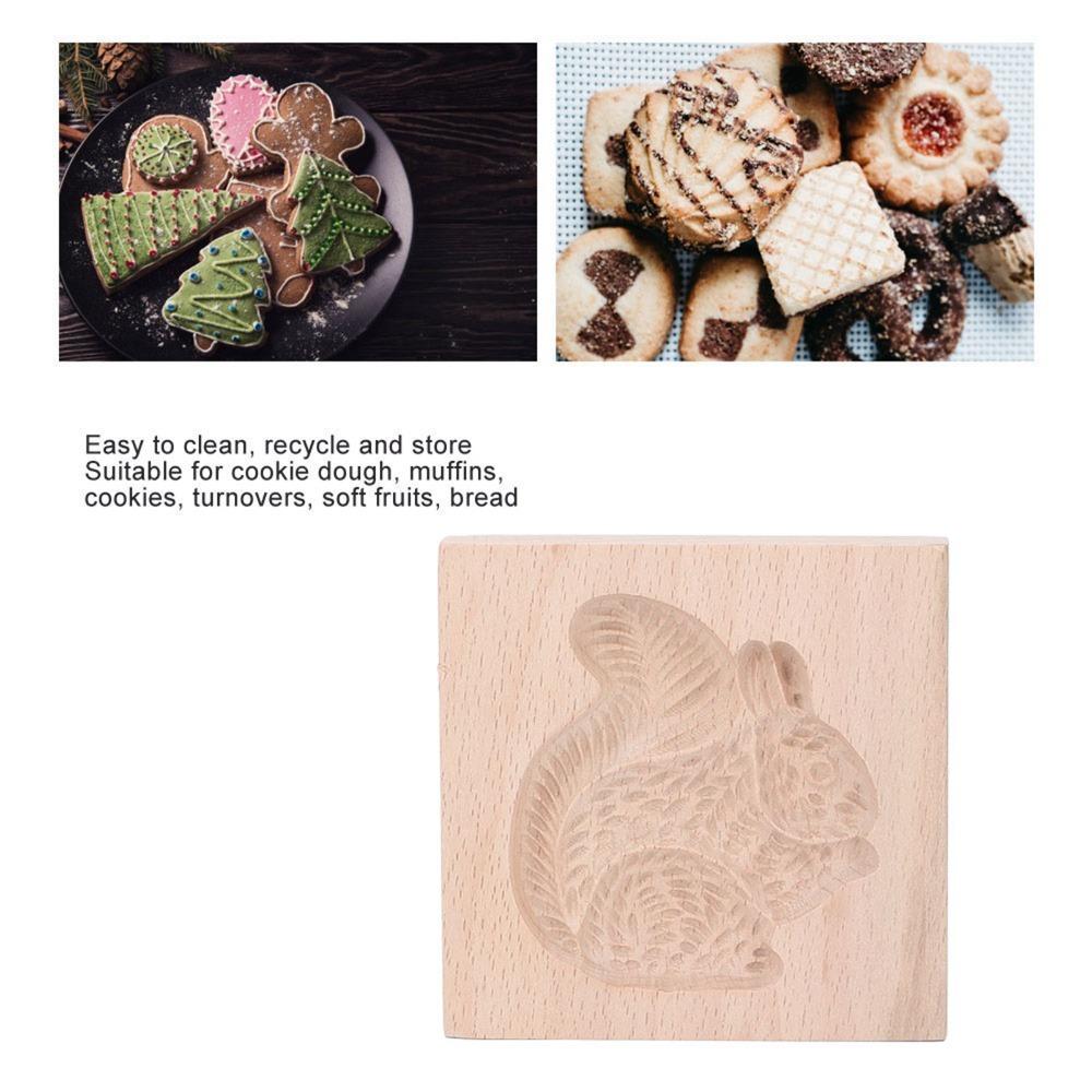 Natural Beech Wood Cookie Cutter Smooth Surface Biscuit Mould Baking Stamp Christmas Baking