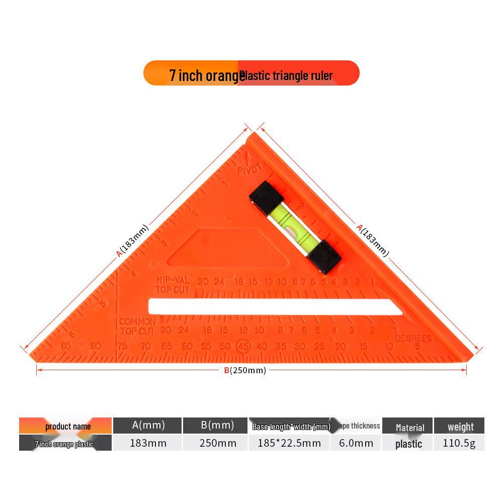12-inch Aluminum Alloy Black Metric/Imperial Triangle Ruler - 90°/45° Right Angle, 7-inch Woodworking Triangle Plate
