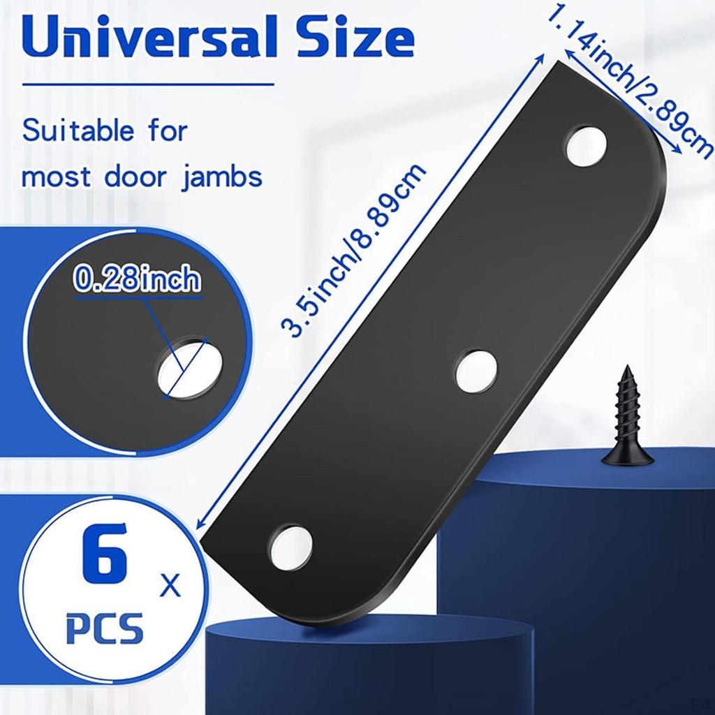 6 Pieces Door Hinge Filler Plates Kit Edge Easy to Install with Matching Screws Plate