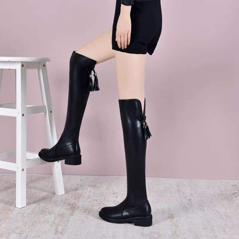 

Сапоги 2025 осень и зима новые осенне-зимние сапоги до колена эластичный бархат теплые высокие трубы тонкие плоские сапоги женские 40