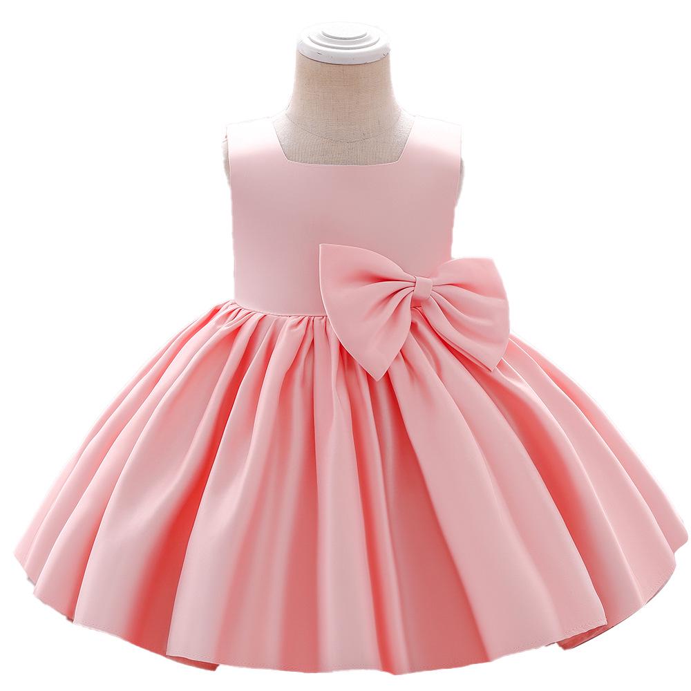 European and American Girls' Evening Princess Dresses - Satin Bow Performance and Piano Runway Costumes