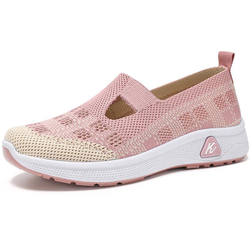 Women's Fly-knit Breathable Slip-on Casual Shoes – Comfortable Old Beijing Style for Middle-aged and Elderly Moms