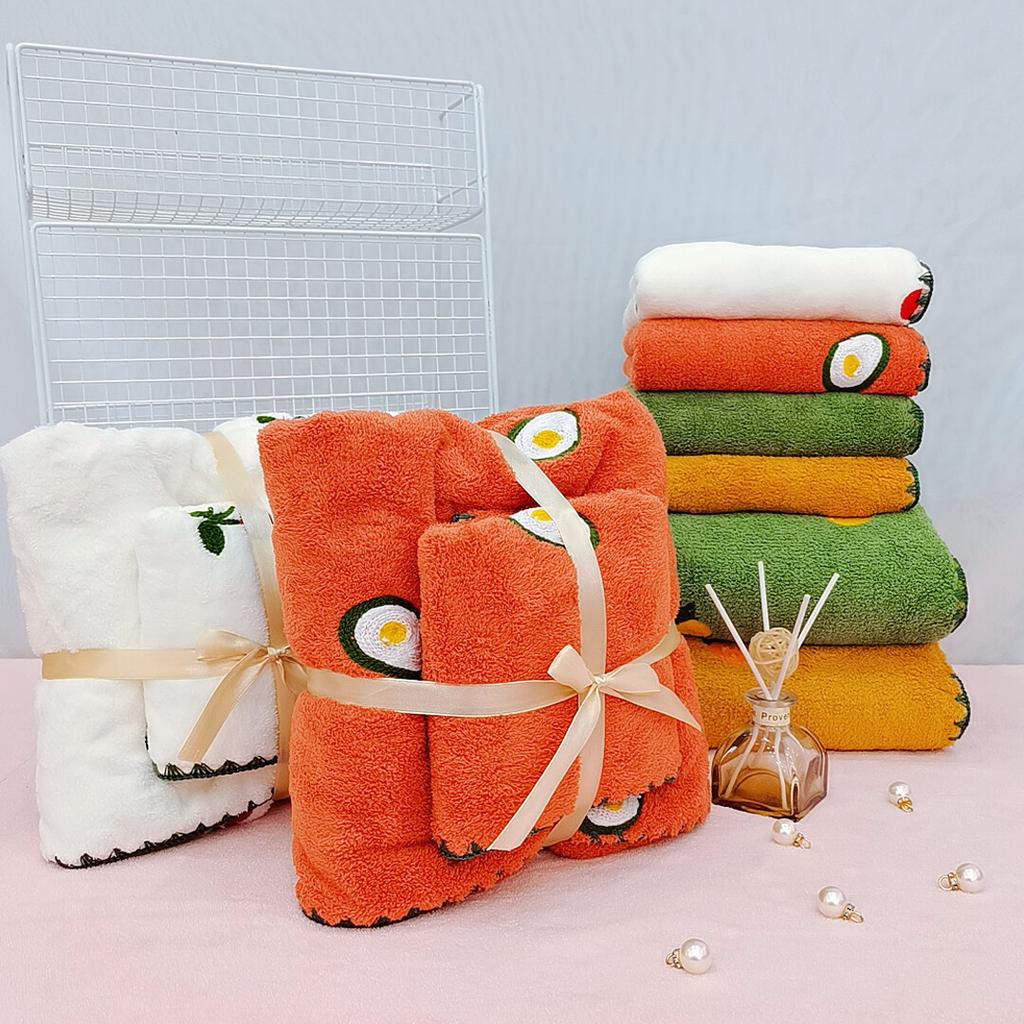 Coral fleece full embroidered towel home set small fresh soft thickened absorbent home towel set