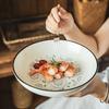 High Value Creative Printing Ceramic Bowl Household Tableware Shallow Bowl Practical Large Bowl Meal Bowl Salad Bowl Pasta Bowl Western Food