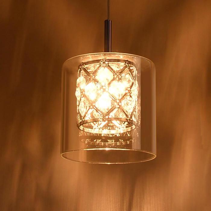 Lampe suspendue salle à manger - NETTLIFE - G9 120CM - 4 flammes - Verre blanc - Métal réglable
