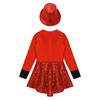 Girls Sequin Patchwork Leotard Long Sleeve Round Neck Bow Tie Zipper Paillette Fedora Hat Role Play Dress Up