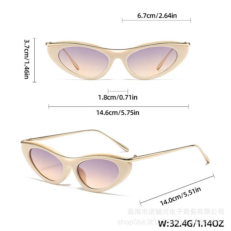 European and American new personalized small frame cat eye metal eyebrow *** glasses women's retro high-end fashion sunglasses