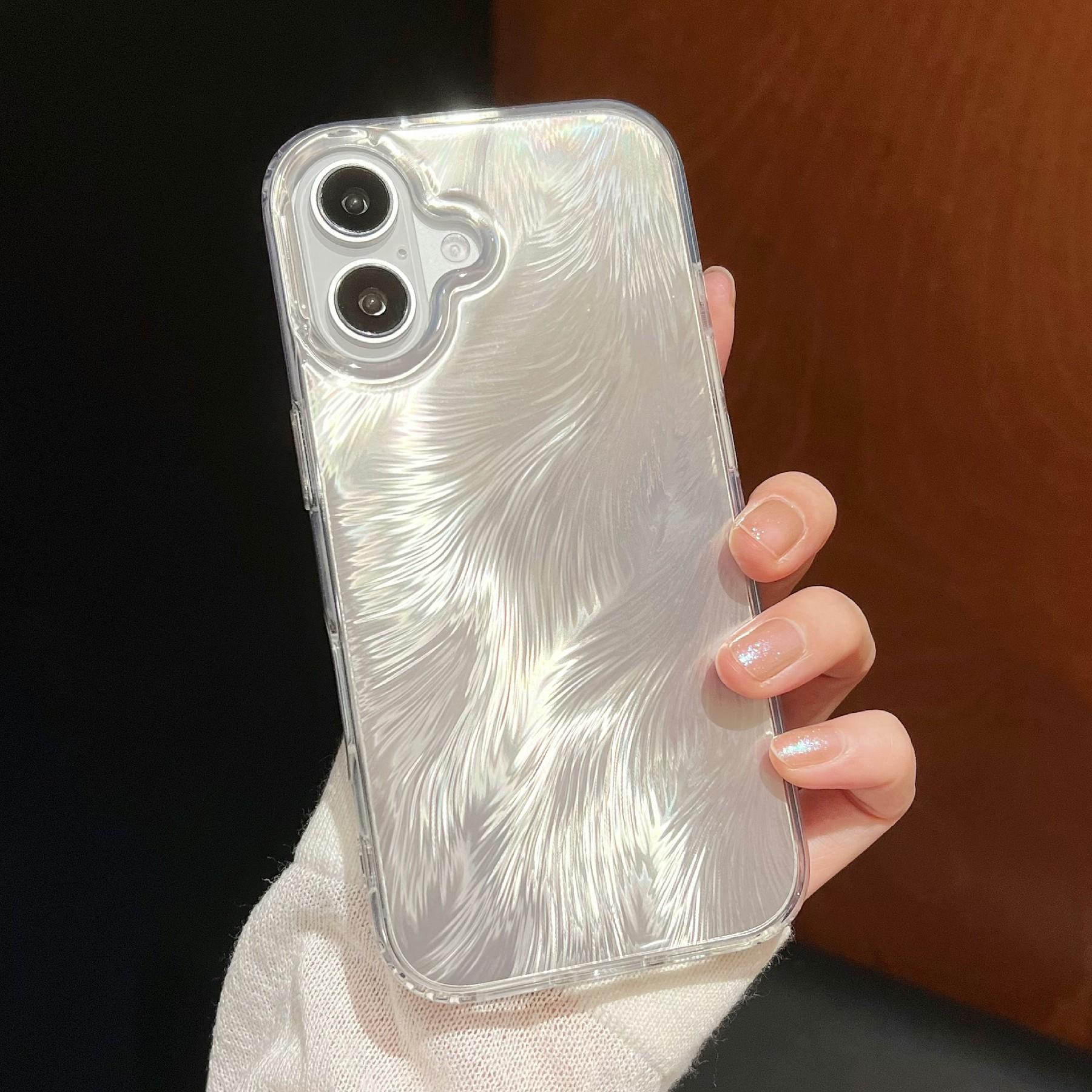 For iPhone 16 Case Fox Tail Pattern Hot Stamping Electroplating Soft TPU Phone Shell A