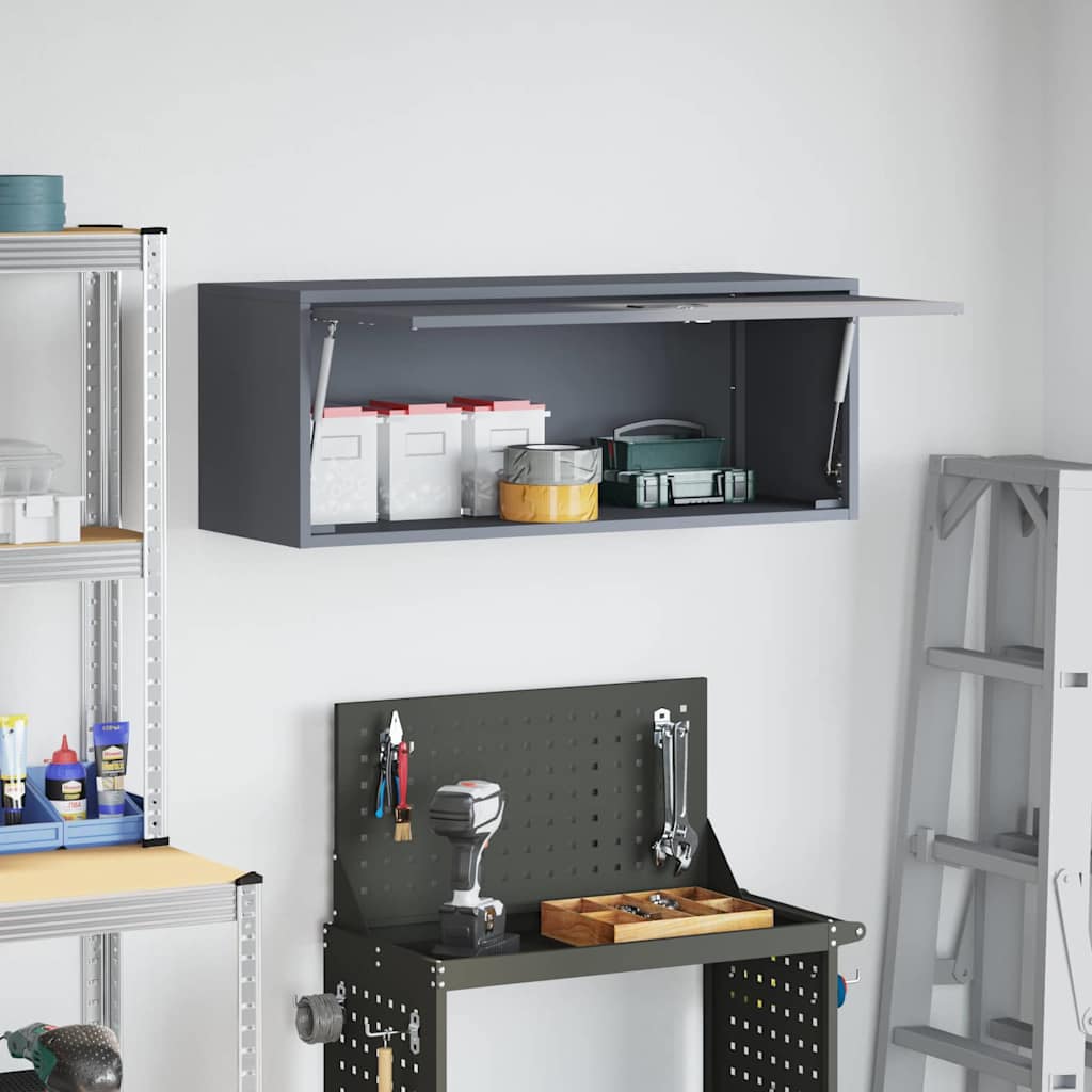 Wall Mounted Garage Cabinet with Gas Spring Door Anthracite