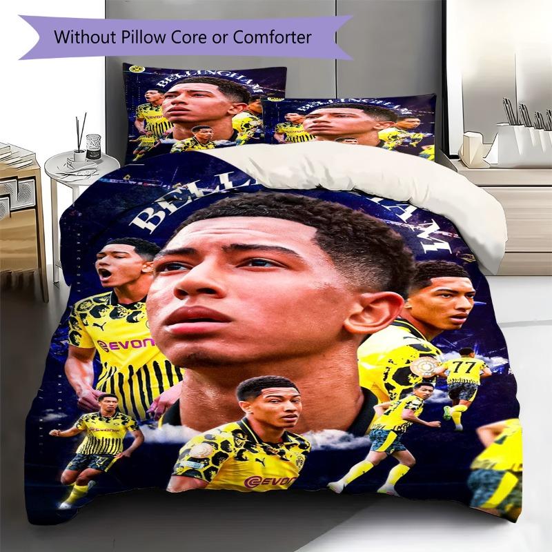 Borussia Dortmund Bellingham Collage Giocatore Set Biancheria da Letto Bundesliga Calcio Copripiumino Tifoso di Calcio Camera da Letto Arredamento Casa Biancheria da Letto