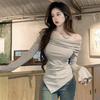 Korean Style One-Shoulder Sexy Autumn Slim-Fit Long Sleeve Top