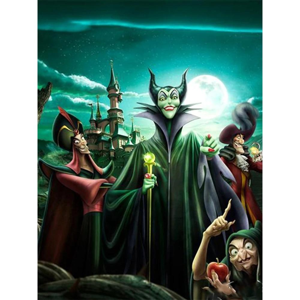 

Disney Diamond Painting Villain Team Dark Theme Illustration Cute DIY Rhinestone Mosaic Cross Stitch Kit Embroidery Gift Home Decor Round 20x30cm