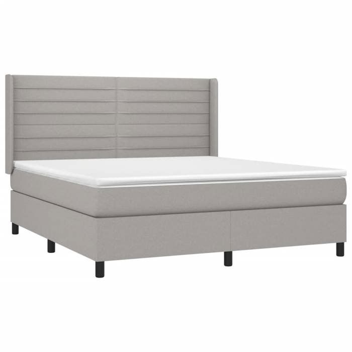 VidaXL Lit à sommier tapissier avec matelas Gris clair 180x200cm Tissu - Modèle 3131529