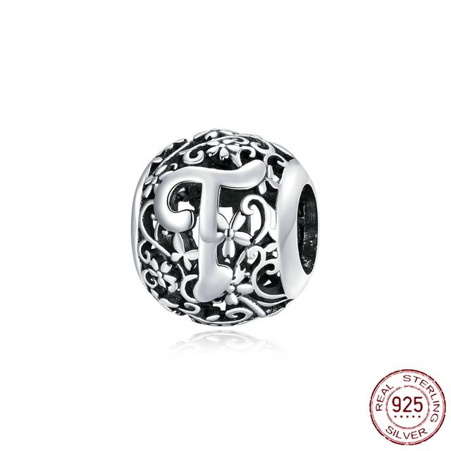 New 925 Sterling Silver Birthstone Heart Pendant Letter Series Bead Fit Original Fashion Charms Bracelet Women Jewelry Diy Gift