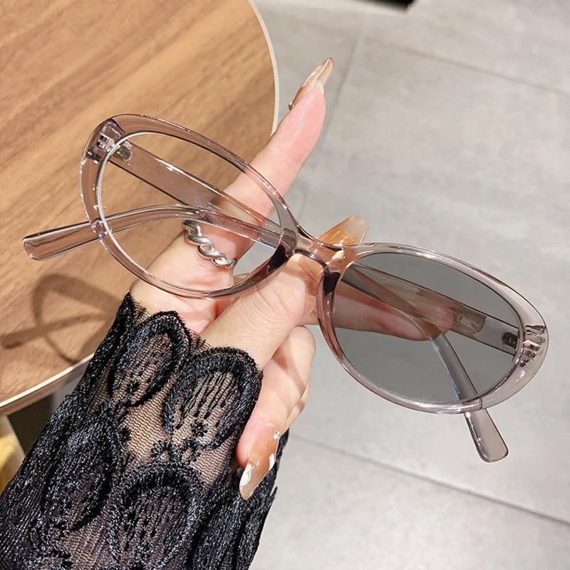Fashionable Cat Eye Photochromic Myopia Glasses Ladies' Minimalist High-end Oval Anti Blue Light Glasses Diopter To -4.0