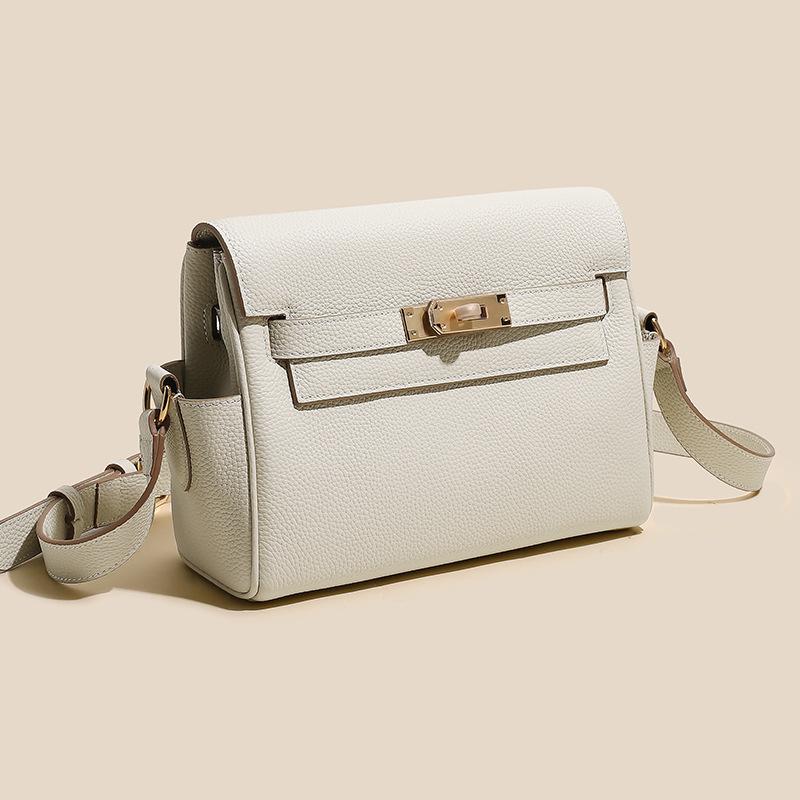 

First layer cowhide lock Kelly mailman bag versatile retro shoulder messenger bag premium feeling saddle bag 24*10*18