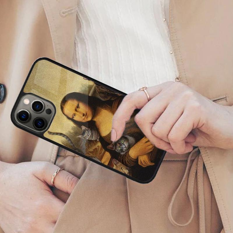 

Забавное кошачье искусство Эстетика Магнитный чехол для телефона ДЛЯ APPLE iPhone 17 Air 16 14 13 12 Pro Max 15 Plus Зарядка с чехлом MagSafe iPhone 13mini