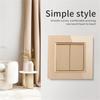 Luxury Crystal Tempered Glass Panel Gold Wall Switch Flame Retardant 2 Gang 1 Way Wall Rocker Switch On / Off WESA