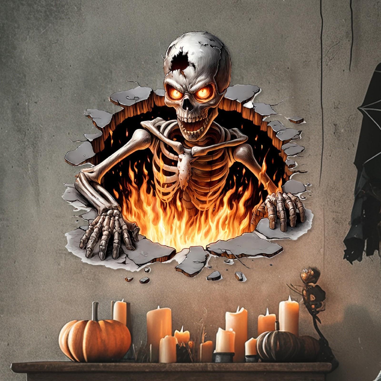 

Настенные наклейки «Черепа темного пламени», Декоративные наклейки для создания атмосферы ужаса One Size