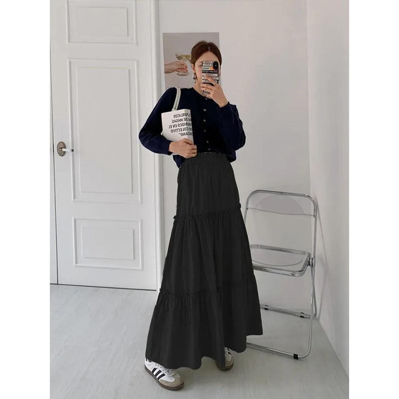 New Summer Women's Long Skirt, Elegant A-shaped Pleated Layered Long Skirt