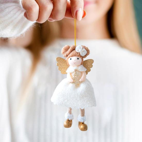 Christmas Angel Ornament Plush Felt Doll Festive Christmas Tree Decoration with Lanyard Holiday Spirit