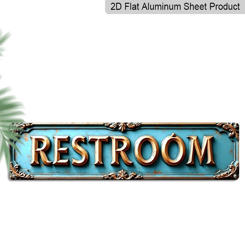 

2D Flat, 1pc, 3.94 X 15.74 Inches Aluminum Decorative Sign -Vintage Rustic Aluminum Restroom Sign - Wall-Mounted Metal Bathroom Plaque with English 40cm x 10cm