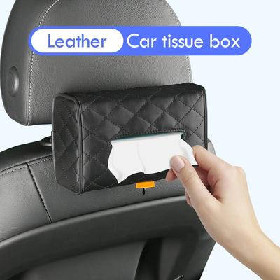 Caja de pañuelos para coche, soporte de papel higiénico de cuero, caja de pañuelos para el respaldo del asiento, contenedor de servilletas, organizador, soporte de almacenamiento interior del automóvil