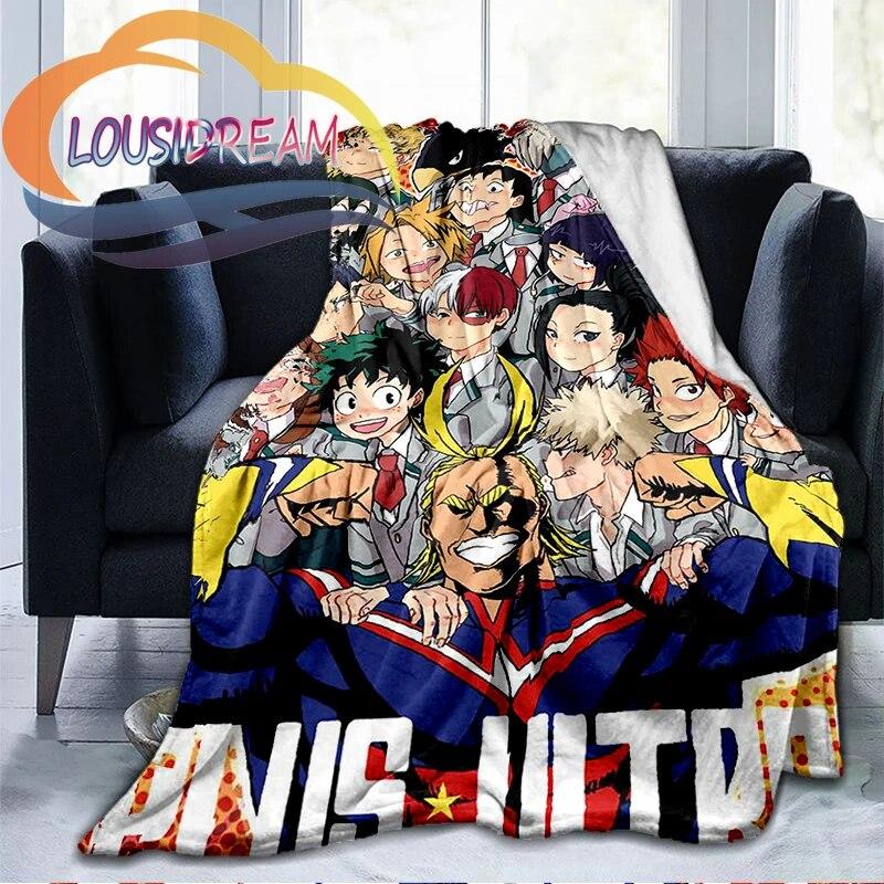 My Hero Academia Nadýchaná vlněná deka Flanel Hřejivost Měkká plyšová pohovka Throw čtvercová deka Tourist