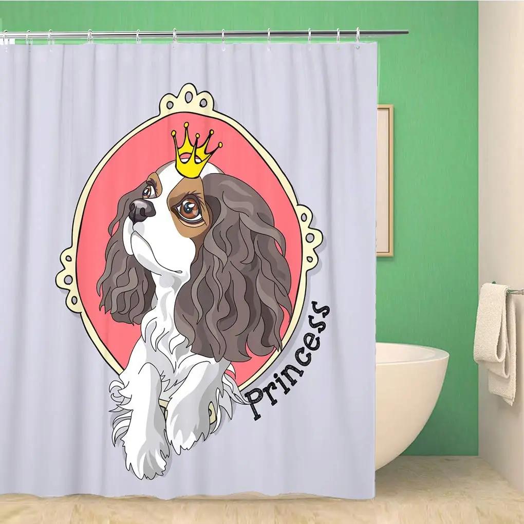 Cavalier King Charles Spaniel Hunde Duschvorhang Wasserdicht Polyester Stoff Badezimmer Duschvorhänge Badezimmer Dekoration Mit Haken
