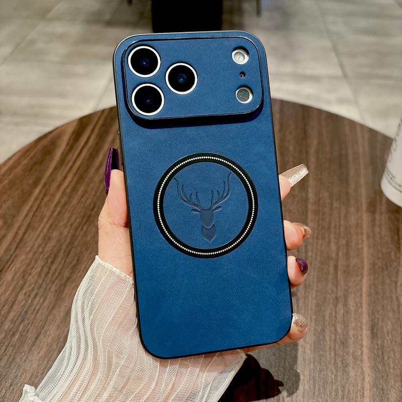 Leather Dear Head Case For For Iphone 17 16 15 14 13 12 11 Pro Max ProMax 17Pro For Iphone17 16Pro Wireless Charge Covers