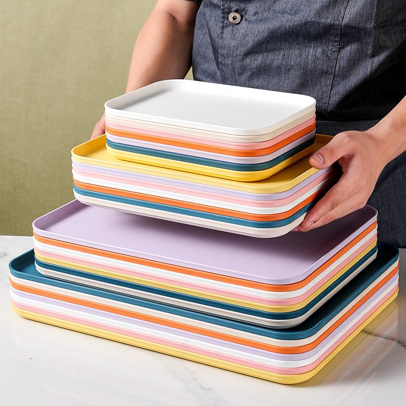Rectangular Plastic Tea and Snack Tray for Home, Hotel, or Restaurant Use