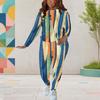 Women Plus Size Round Neck Long Sleeve Printed Top And Fitted Pants Two Piece Set